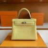 H Factory Bags Kelly Togo Leather Light Yellow Silver Hardware 25cm Full Handmade