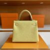 H Factory Bags Kelly Togo Leather Light Yellow Silver Hardware 25cm Full Handmade