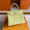 H Factory Bags Kelly Togo Leather Light Yellow Silver Hardware 25cm Full Handmade