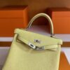 H Factory Bags Kelly Togo Leather Light Yellow Silver Hardware 25cm Full Handmade