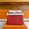 H Factory Bags Kelly Togo Leather Bright Red Gold Hardware 25cm Full Handmade