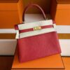 H Factory Bags Kelly Togo Leather Bright Red Gold Hardware 25cm Full Handmade