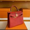 H Factory Bags Kelly Togo Leather Bright Red Gold Hardware 25cm Full Handmade
