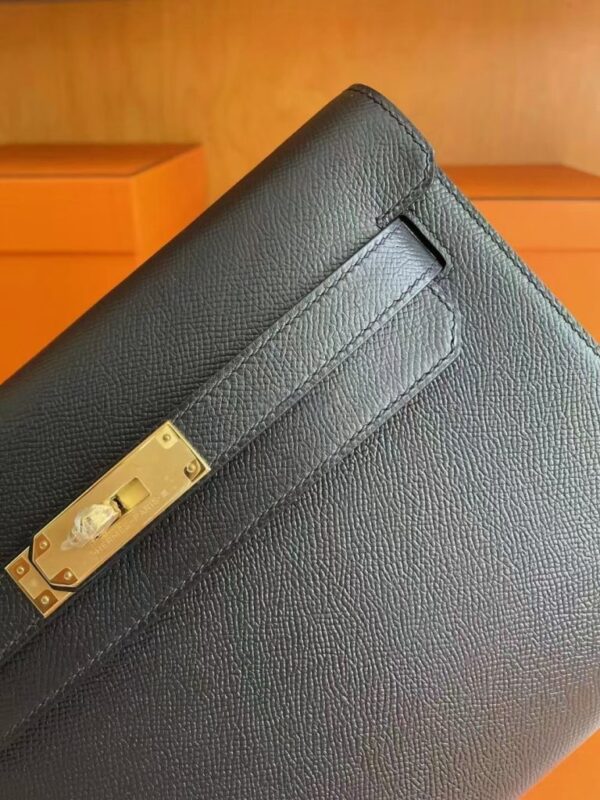 H Factory Bags Kelly Depeches Epsom Leather CK89 Black Gold Hardware 25cm Full Handmade