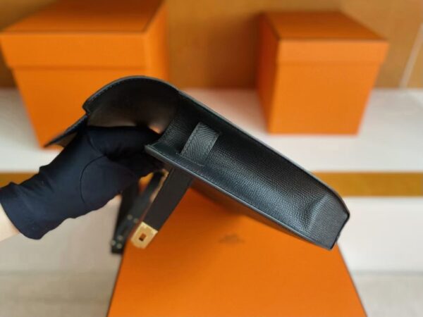 H Factory Bags Kelly Depeches Epsom Leather CK89 Black Gold Hardware 25cm Full Handmade