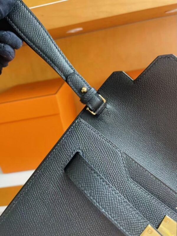 H Factory Bags Kelly Depeches Epsom Leather CK89 Black Gold Hardware 25cm Full Handmade