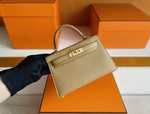 H Factory Bags Mini Kelly Epsom Leather tea khaki Gold Hardware 19cm Full Handmade