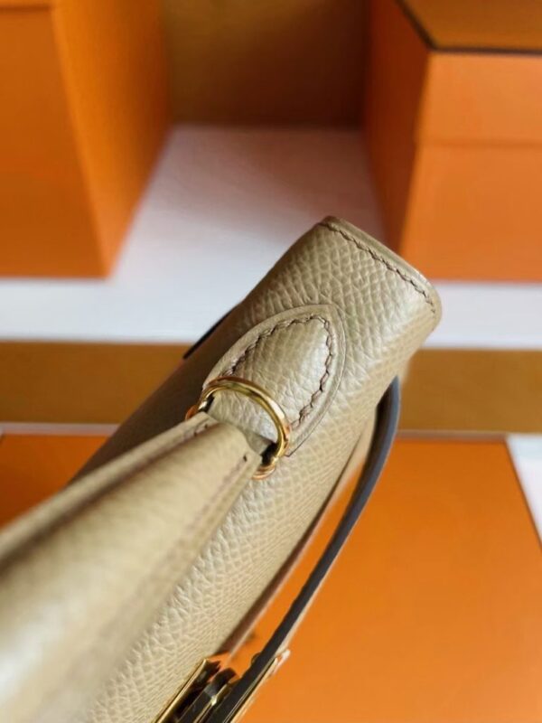 H Factory Bags Mini Kelly Epsom Leather tea khaki Gold Hardware 19cm Full Handmade