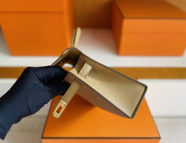 H Factory Bags Mini Kelly Epsom Leather tea khaki Gold Hardware 19cm Full Handmade