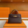 H Factory Bags Mini Kelly Epsom Leather ebony color Gold Hardware 19cm Full Handmade