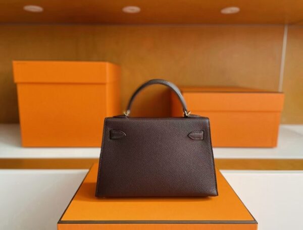 H Factory Bags Mini Kelly Epsom Leather ebony color Gold Hardware 19cm Full Handmade