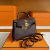 H Factory Bags Mini Kelly Epsom Leather ebony color Gold Hardware 19cm Full Handmade