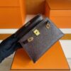 H Factory Bags Mini Kelly Epsom Leather ebony color Gold Hardware 19cm Full Handmade