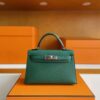 H Factory Bags Mini Kelly Epsom Leather deep green Silver Hardware 19cm Full Handmade