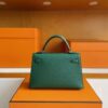 H Factory Bags Mini Kelly Epsom Leather deep green Silver Hardware 19cm Full Handmade