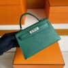 H Factory Bags Mini Kelly Epsom Leather deep green Silver Hardware 19cm Full Handmade