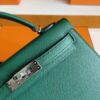 H Factory Bags Mini Kelly Epsom Leather deep green Silver Hardware 19cm Full Handmade
