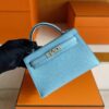 H Factory Bags Mini Kelly Epsom Leather Sky Blue Silver Hardware 19cm Full Handmade