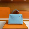 H Factory Bags Mini Kelly Epsom Leather Sky Blue Silver Hardware 19cm Full Handmade
