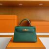 H Factory Bags Mini Kelly Epsom Leather deep green Gold Hardware 19cm Full Handmade