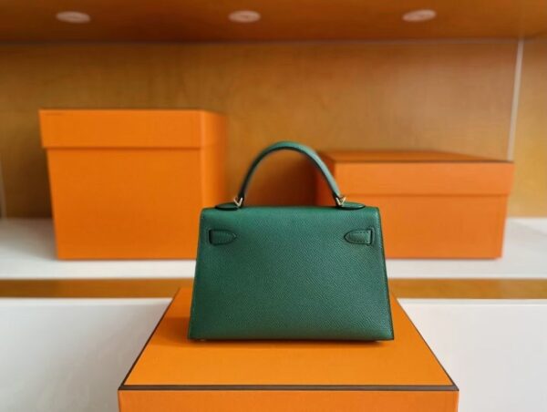 H Factory Bags Mini Kelly Epsom Leather deep green Gold Hardware 19cm Full Handmade