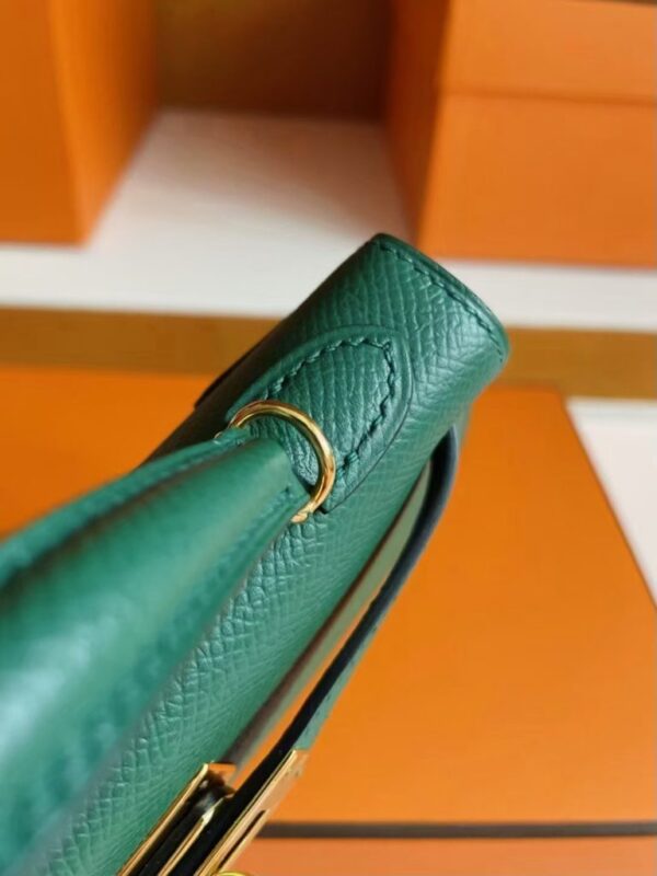 H Factory Bags Mini Kelly Epsom Leather deep green Gold Hardware 19cm Full Handmade