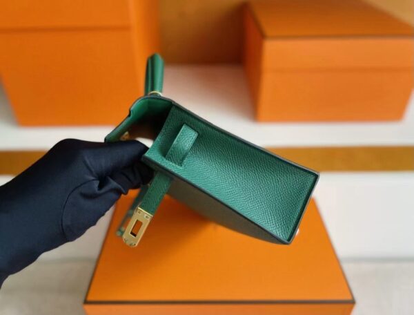 H Factory Bags Mini Kelly Epsom Leather deep green Gold Hardware 19cm Full Handmade