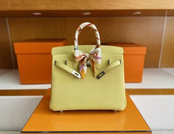 mmexport1746587886755-1024x787-1 H Factory Bags Birkin Togo Leather light yellow Silver Hardware 25cm Full Handmade