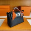 H Factory Bags Mini Kelly 2424 Evercolor Leather Black Silver Hardware 21cm Full Handmade