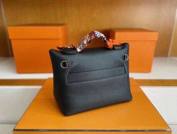 H Factory Bags Mini Kelly 2424 Evercolor Leather Black Silver Hardware 21cm Full Handmade