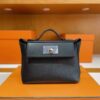 H Factory Bags Mini Kelly 2424 Evercolor Leather Black Silver Hardware 21cm Full Handmade