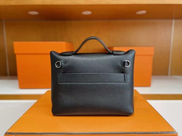 H Factory Bags Mini Kelly 2424 Evercolor Leather Black Silver Hardware 21cm Full Handmade