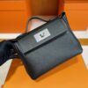 H Factory Bags Mini Kelly 2424 Evercolor Leather Black Silver Hardware 21cm Full Handmade