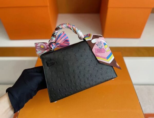 mmexport1746587982756-1024x784-1 H Factory Bags Mini Kelly Ostrich Leather Black Gold Hardware 19cm Full Handmade