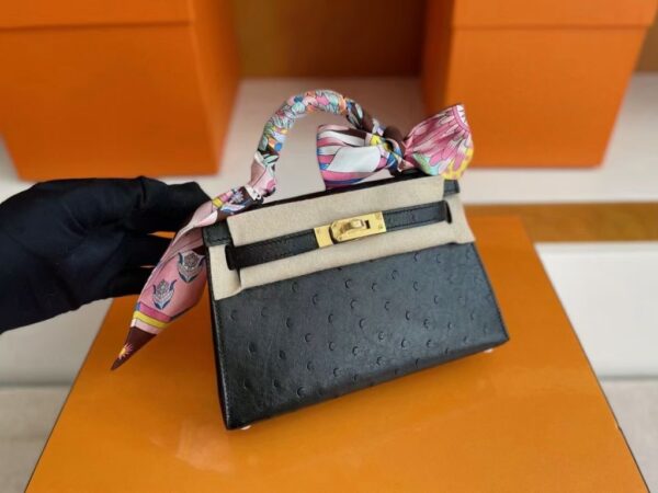 mmexport1746587986316-1024x768-1 H Factory Bags Mini Kelly Ostrich Leather Black Gold Hardware 19cm Full Handmade
