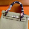 H Factory Bags Kelly Togo Leather sage green Silver Hardware 25cm Full Handmade
