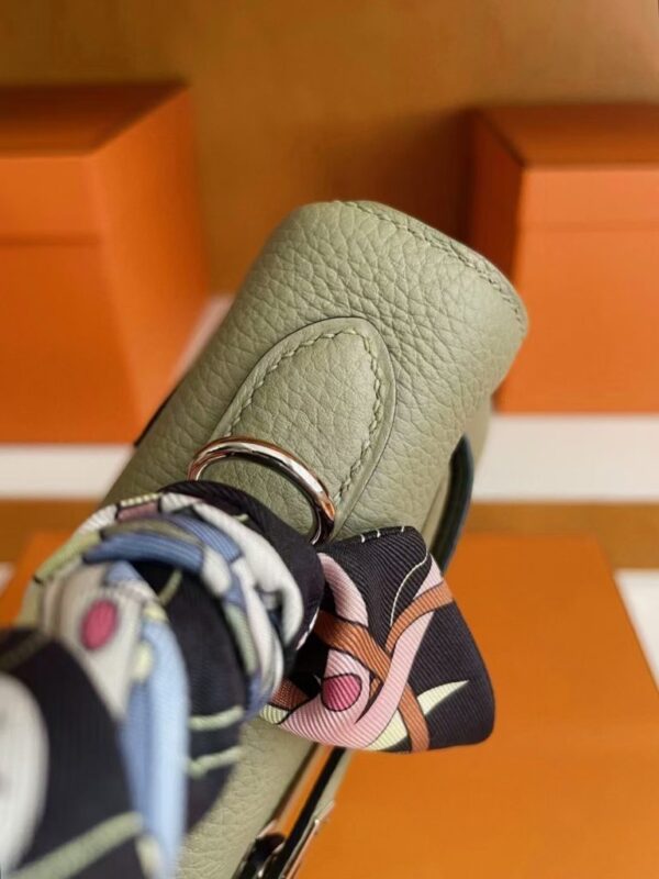 H Factory Bags Kelly Togo Leather sage green Silver Hardware 25cm Full Handmade