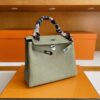 H Factory Bags Kelly Togo Leather sage green Silver Hardware 25cm Full Handmade