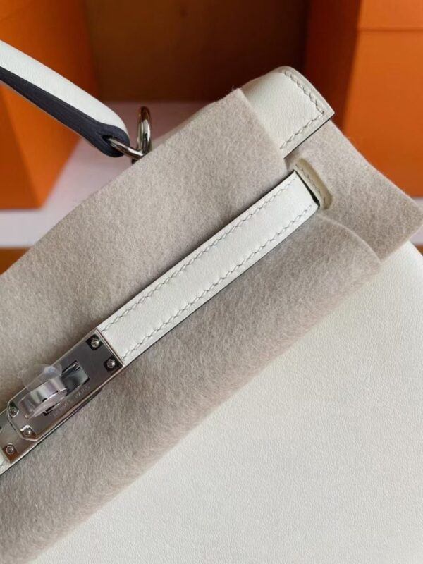 H Factory Bags Kelly Togo Leather Cream White Silver Hardware 25cm Full Handmade