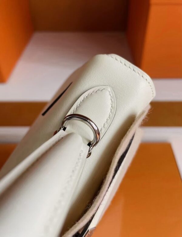 H Factory Bags Kelly Togo Leather Cream White Silver Hardware 25cm Full Handmade