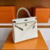 H Factory Bags Kelly Togo Leather Cream White Silver Hardware 25cm Full Handmade