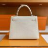 H Factory Bags Kelly Epsom Leather Cream White Silver Hardware 25cm Full Handmade