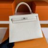 H Factory Bags Kelly Epsom Leather Cream White Silver Hardware 25cm Full Handmade