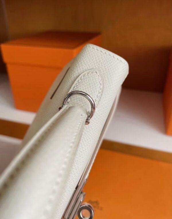 H Factory Bags Kelly Epsom Leather Cream White Silver Hardware 25cm Full Handmade