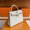 H Factory Bags Kelly Epsom Leather Cream White Silver Hardware 25cm Full Handmade