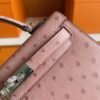 H Factory Bags Mini Kelly Ostrich Leather Dark Pink Silver Hardware 19cm Full Handmade
