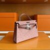 H Factory Bags Mini Kelly Ostrich Leather Dark Pink Silver Hardware 19cm Full Handmade