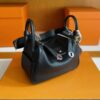 H Factory Bags Mini Lindy Togo Leather Black Silver Hardware 19cm Full Handmade