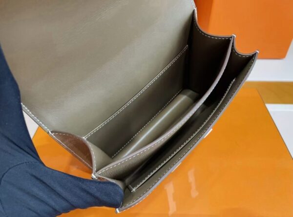 H Factory Bags Constance Epsom Leather Etoupe Grey Silver Hardware 18cm Full Handmade