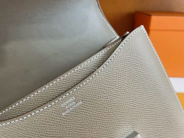 H Factory Bags Constance Epsom Leather Etoupe Grey Silver Hardware 18cm Full Handmade